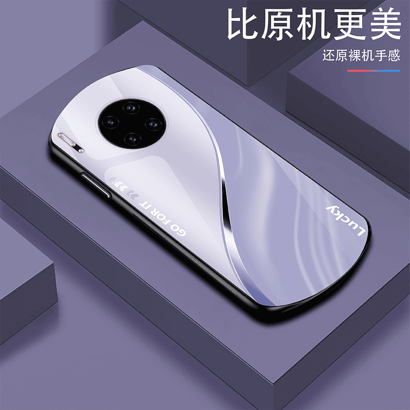 适用【华为Mate30Pro】lucky弧形玻璃手机壳高颜值防摔商务轻奢