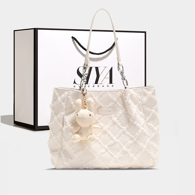 siya/昔娅秋冬托特包今年流行包包女单肩大包大容量腋下ins白色