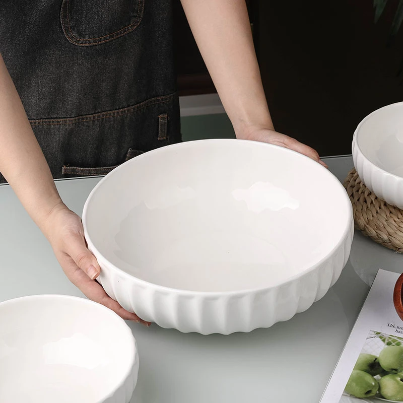 创意个性特大号汤盆家用陶瓷纯白超大汤碗酸菜鱼大盆面碗餐具日式