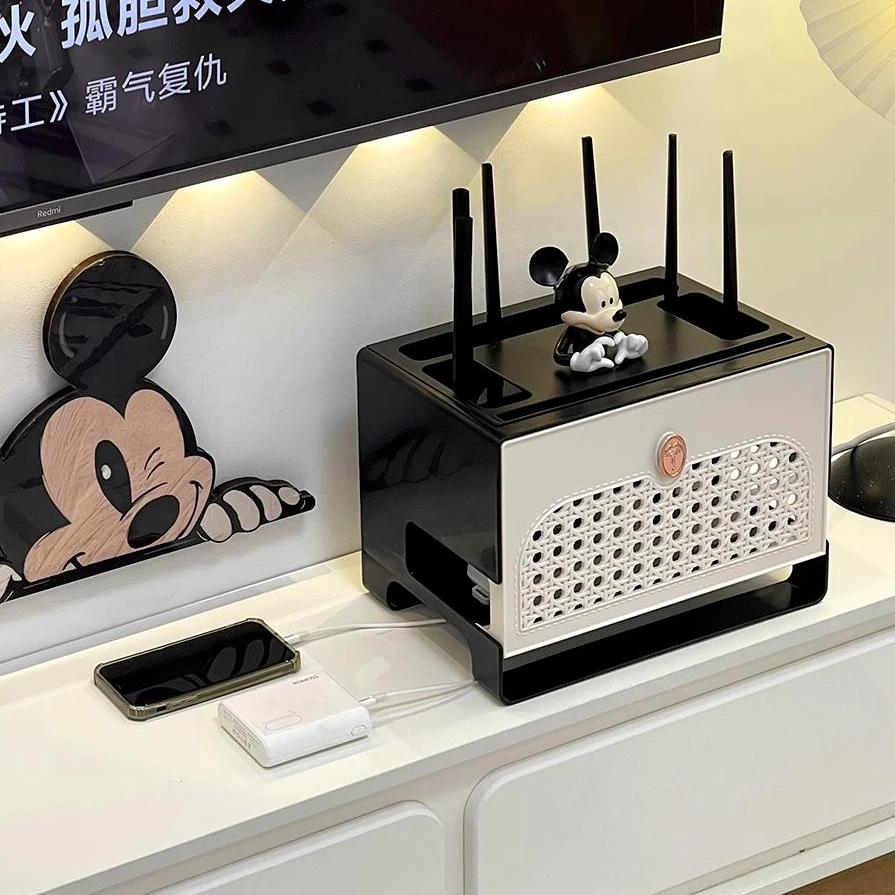 WiFi路由器收纳盒客厅家用遮丑装饰盒子电视机顶盒插排置物架神器
