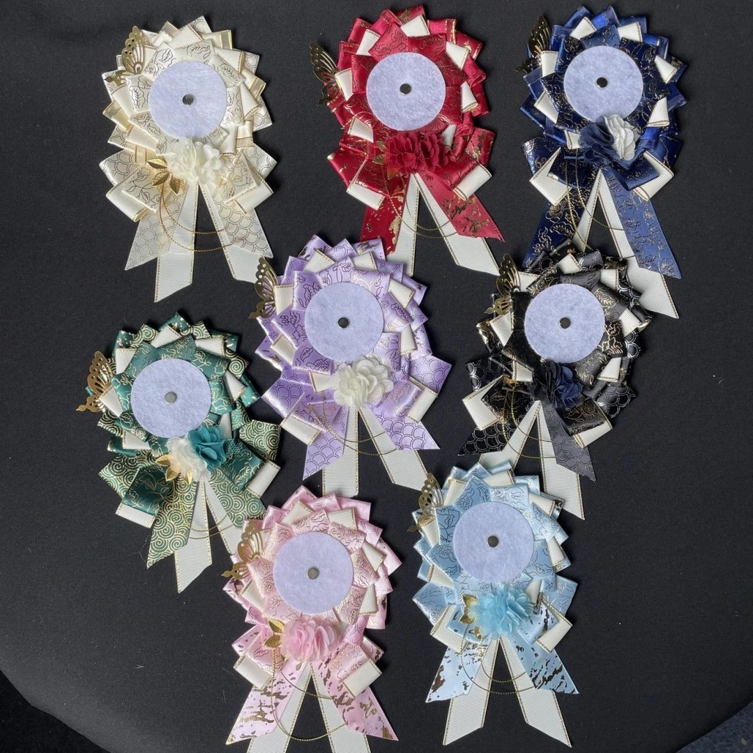 华丽吧唧托手工diy有拖尾徽章托55mm-75mm谷美痛包装饰物白菜现货