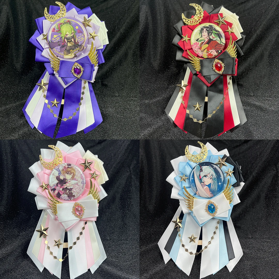 蓝色系手作原神复古洛丽塔谷美痛包填充配饰华丽款长尾吧唧托徽章