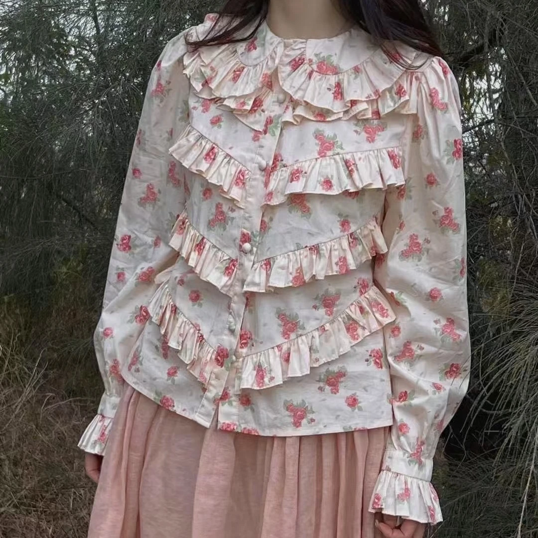 木木家 小版玫瑰花衬衫 特价no退换