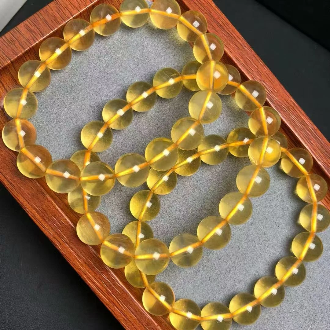 柠檬黄萤石手串  天然萤石手链手串女清新轻奢简约时尚饰品