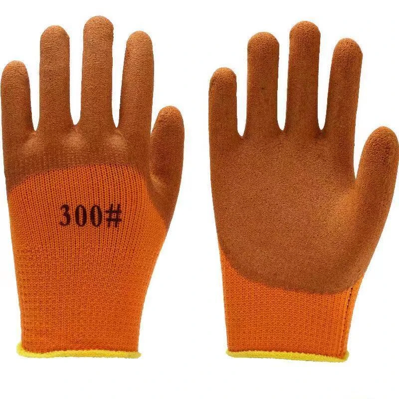 加绒加厚毛圈手套劳保保暖发泡工作耐磨防滑工地塑胶浸胶冬季保护