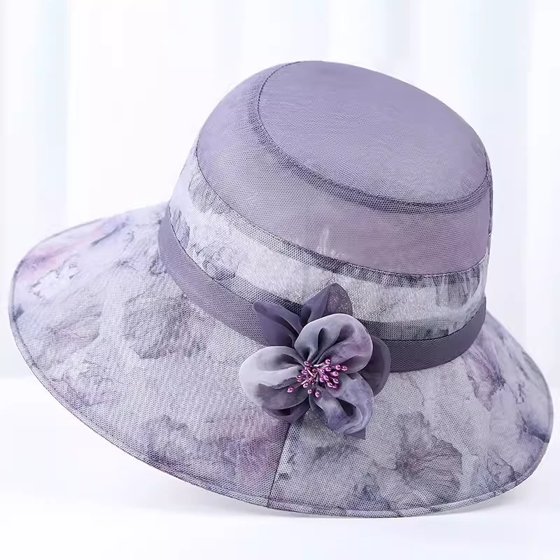 夏季妈妈帽子沙滩遮阳帽洋气太阳帽礼帽女士时尚防晒帽盆帽渔夫帽