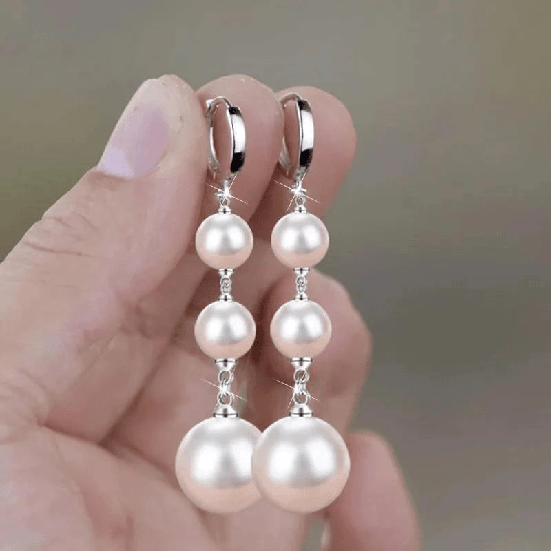 铜合金仿珍珠耳饰 耳环时尚轻奢长款民族风女气质防过敏百搭满绿