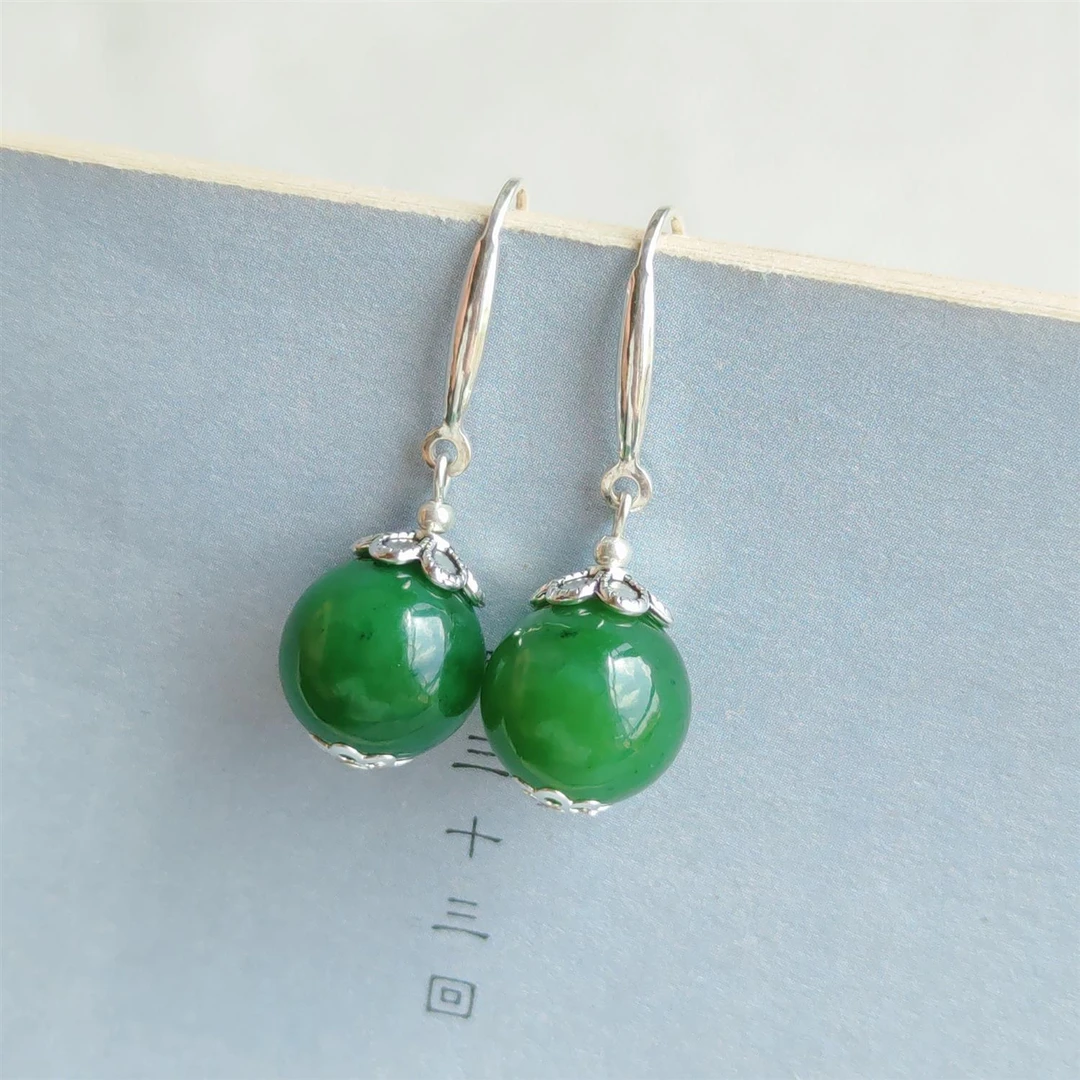 铜合金耳饰 时尚绿色耳坠复古气质耳环简约小众新中式古风耳饰