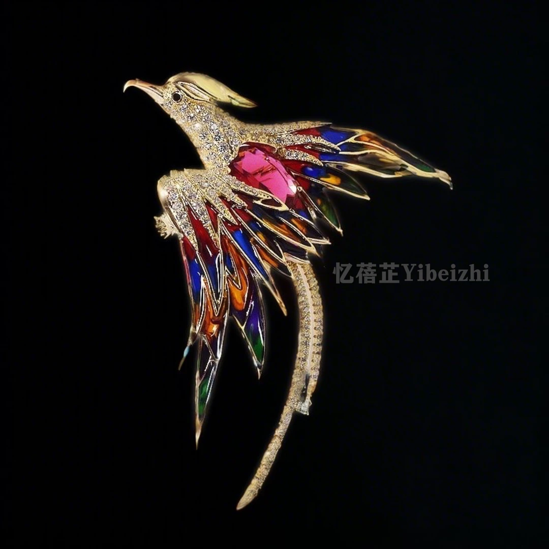 铜合金胸针 1高档凤凰胸针风珐琅彩个性别针胸花西装外套配饰3001