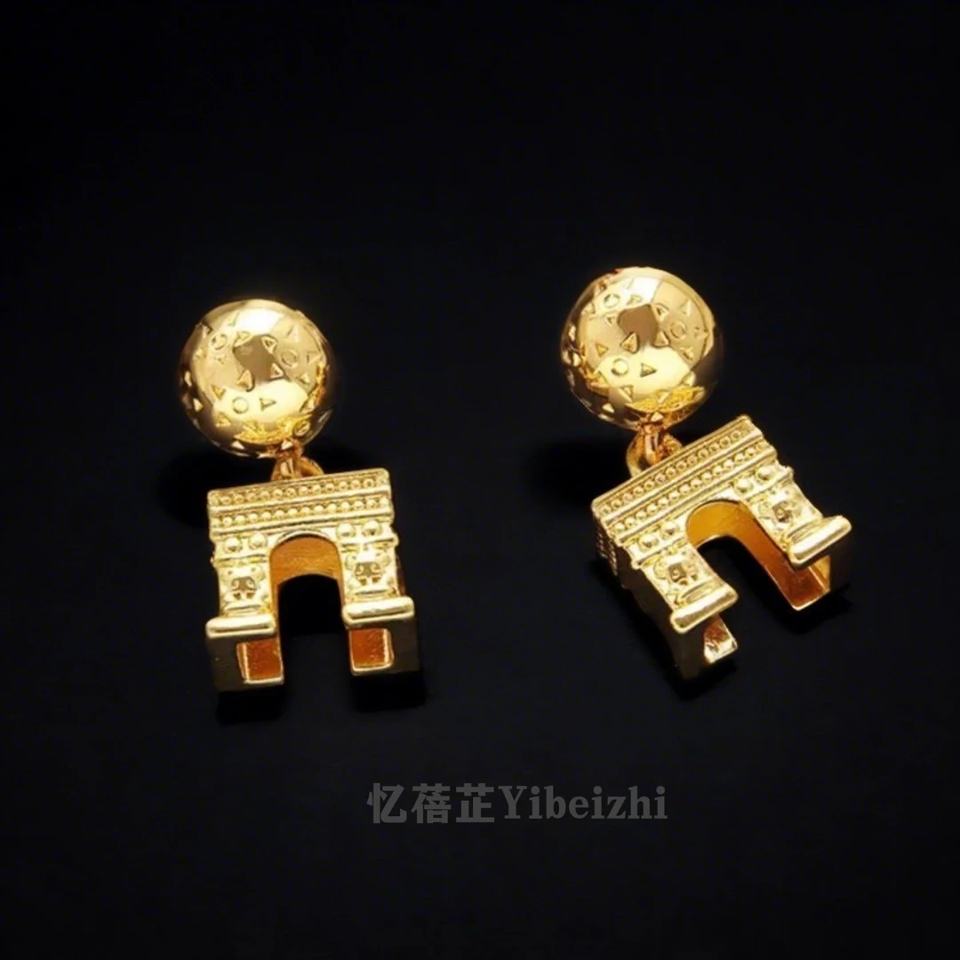 铜合金耳饰 凯旋门耳环欧美复古气质轻奢时尚百搭ins高级耳饰6070