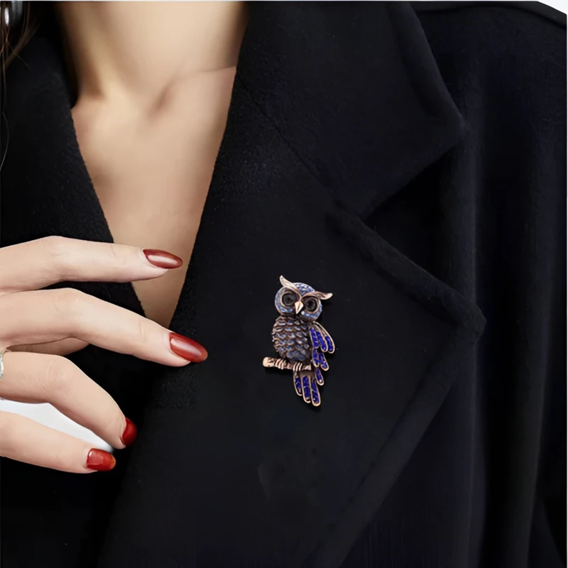 铜合金胸针 胸针时 可爱高档女设计感小众猫头鹰别针装饰配件3007