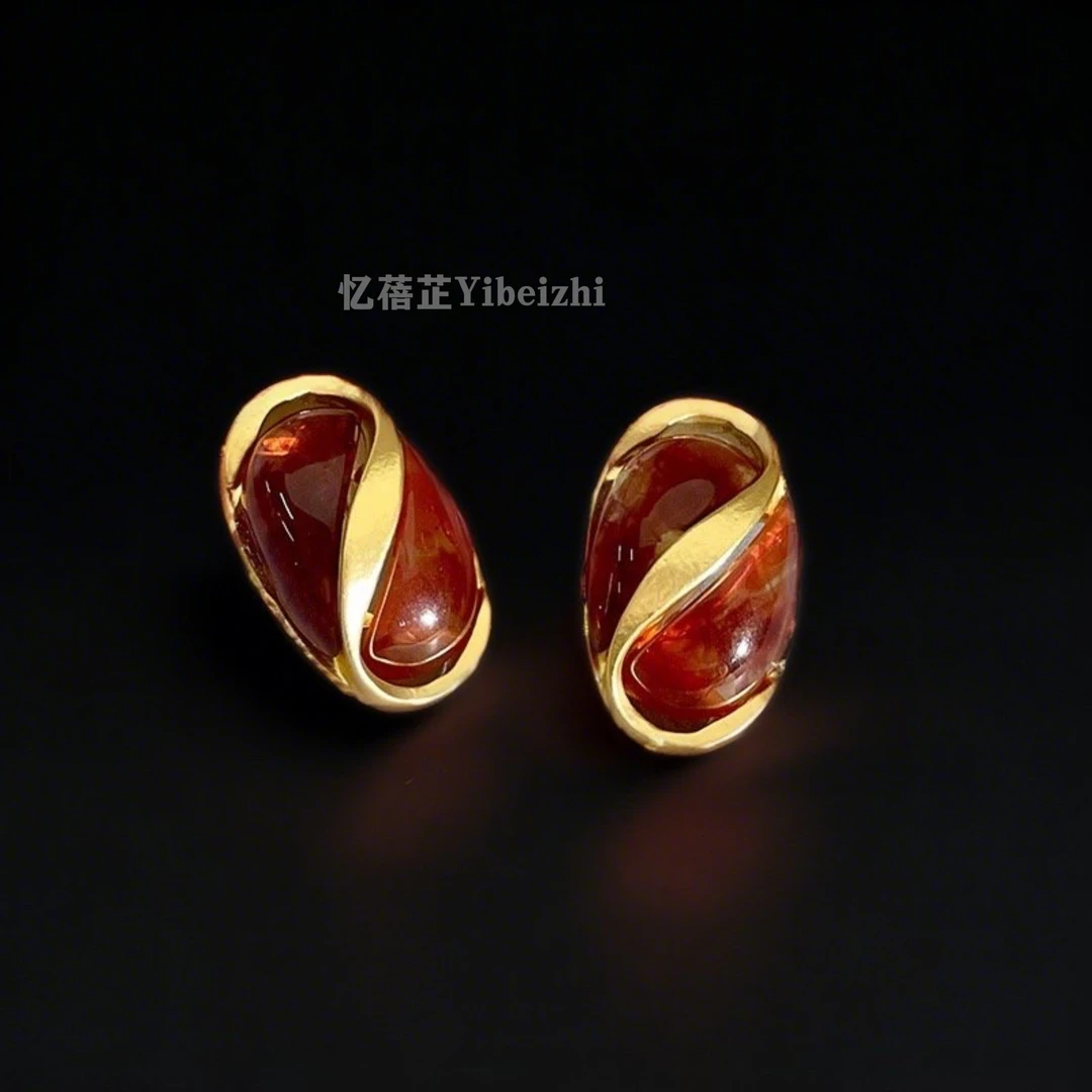 铜合金耳饰 气质轻奢时尚复古 法式小众简约百搭欧美港风金色6048