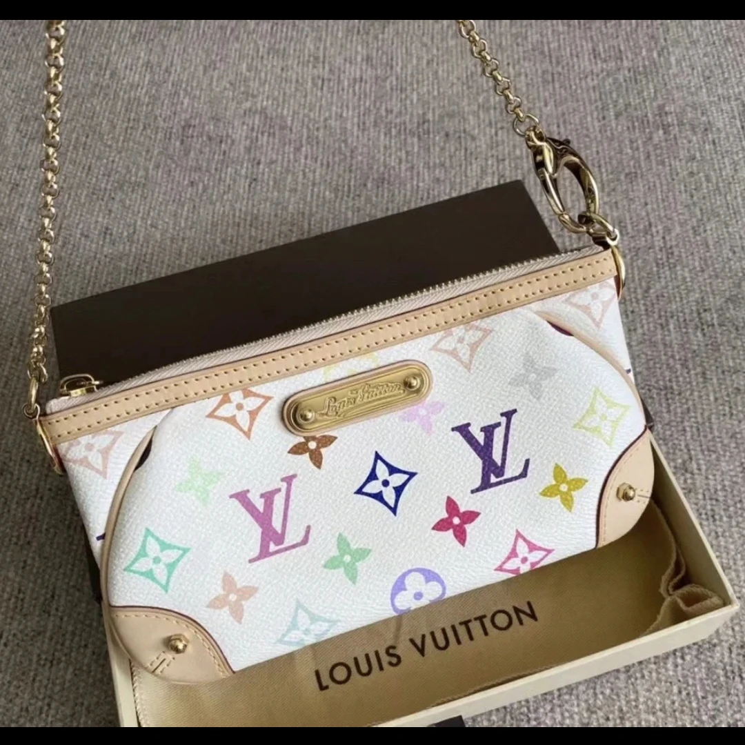 95新 LouisVuitton/路易威登 梵·/白三彩中号麻将包/全原/95新