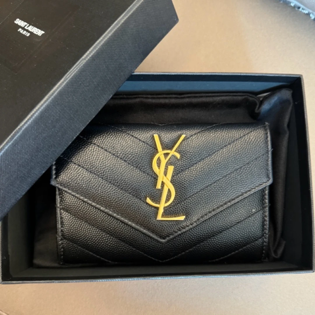 95新 YSL/圣罗兰 梵·ysl鱼子酱短款卡包/全原/95新