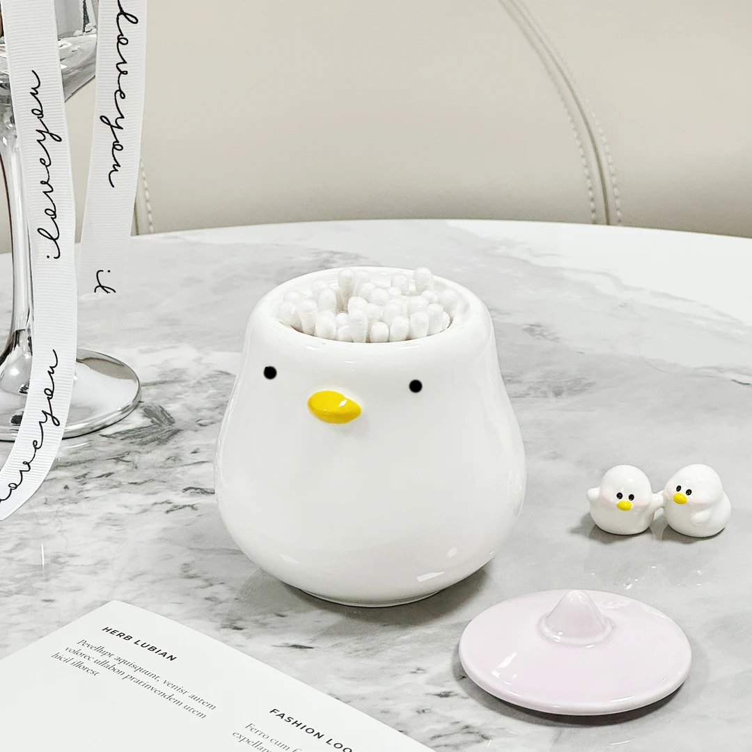 创意小鸡仔牙签盒家用牙签筒客厅可爱牙签罐高颜值牙线棉签收纳盒