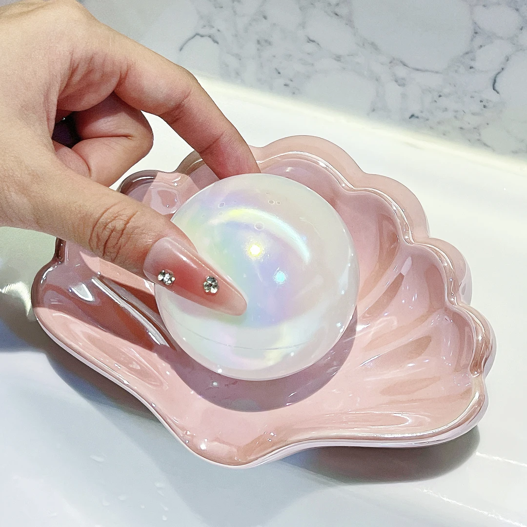 卫生间浴室家用创意贝壳肥皂盒美观实用不积水收纳免打孔陶瓷皂盒