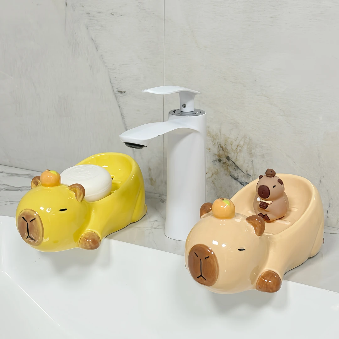 卡皮巴拉肥皂盒沥水家用卫生间洗手台创意可爱免打孔香皂置物架子