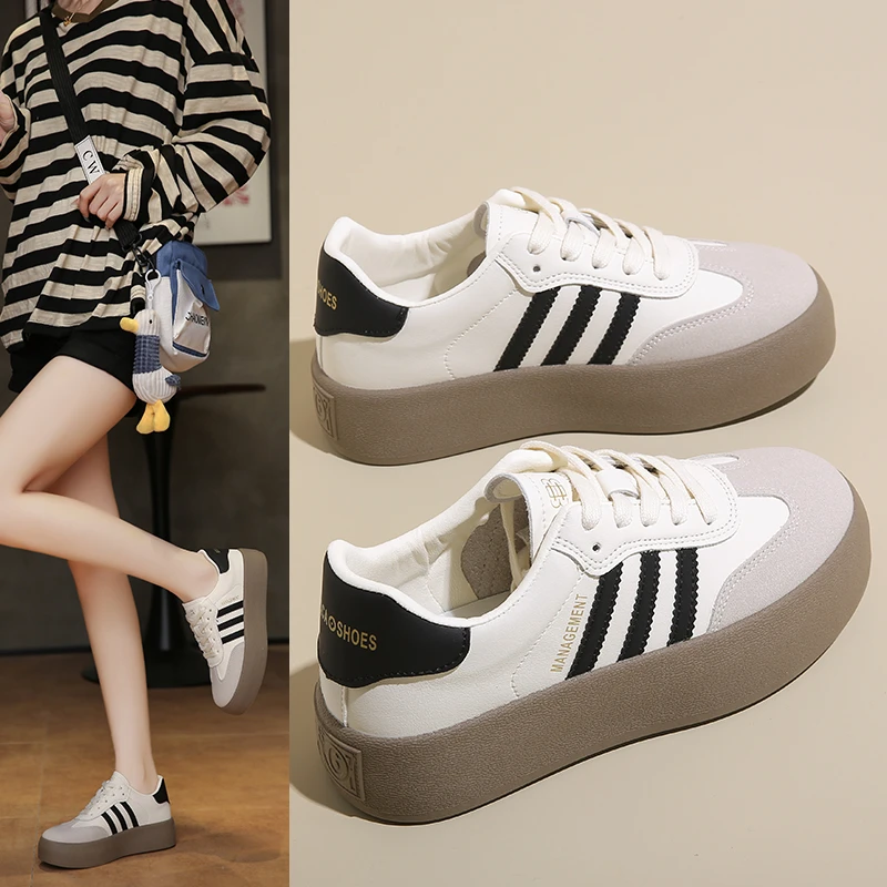 厚底小白鞋女新款秋季爆款休闲增高休闲百搭回弹德训鞋子女小个子