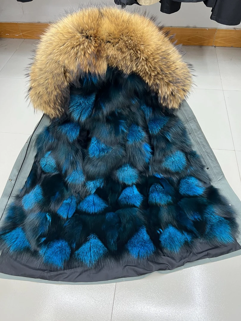 （升级毛袖）时尚女款黑色冬季连帽狐狸内胆大毛领可拆卸派克服百搭