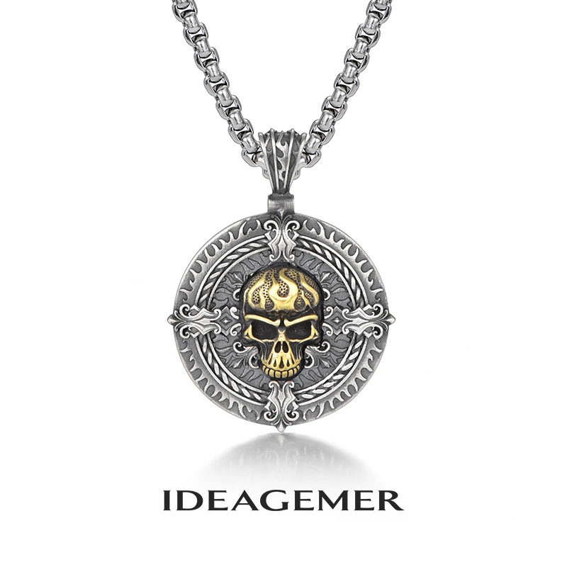 吊坠925银 IDEAGEMER 骷髅头吊坠男士潮流欧美嘻哈小众男穿搭