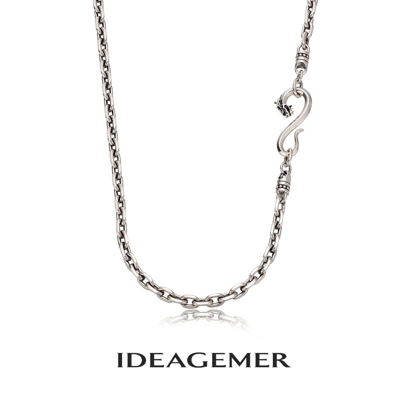 ideagemer 链子925银  4.9mm祥龙项链男十字太角链时尚简约