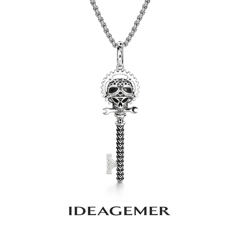 吊坠925银 IDEAGEMER 骷髅吊坠男设计感小众男士复古个性钥匙嘻哈