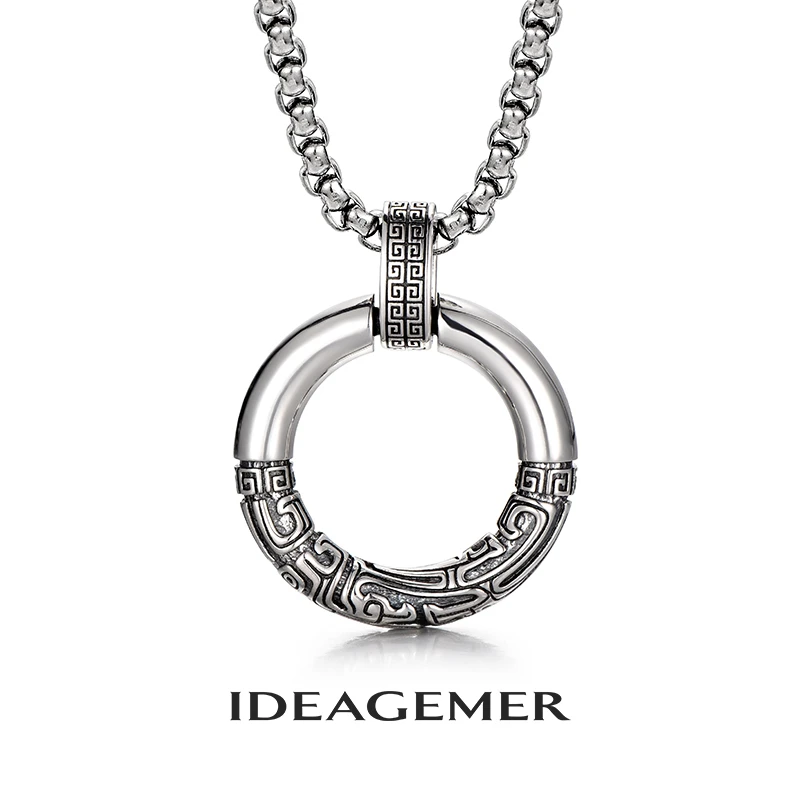 ideagemer 吊坠925银 青铜龙纹项链男生小众设计感复古个性国风