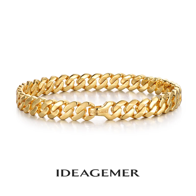 ideagemer 925银手链 金色古巴手链ins情侣款轻奢手链小众个性