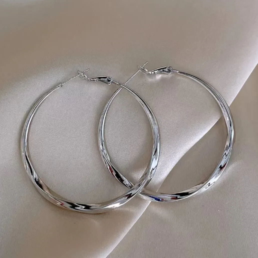 合金耳饰 JAHE 合金耳饰时尚个性嘻哈风麻花耳圈几何耳环