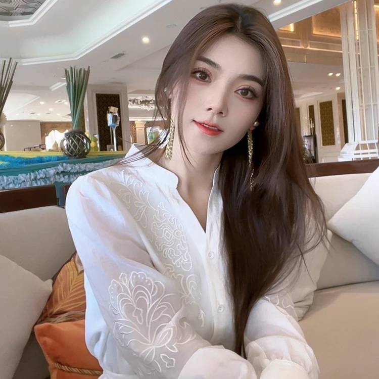 千屿Sheila刺绣腰带长袖女装裙子气质显瘦宫廷连衣裙0628-1201110