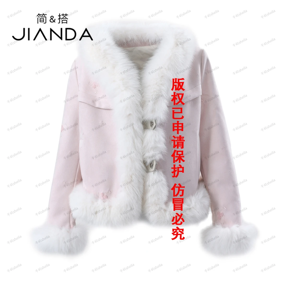 【千屿Sheila】刺绣小金狐90白鹅绒羽绒服皮草234-YRF/1116-23887