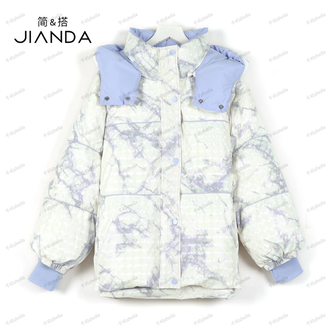 千屿Sheila热力感百搭连帽保暖短款高端冬季羽绒服YRF/0806-301