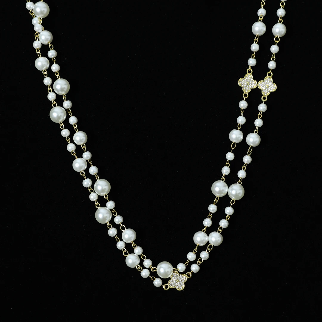 简&搭 合金项链 【千屿Sheila】四叶草珠珠毛衣链233-XL/1014-1256