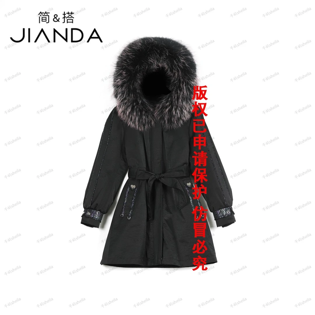 简&搭千屿Sheila秋冬大毛领派克服外衣“白月光”皮草1028-530691