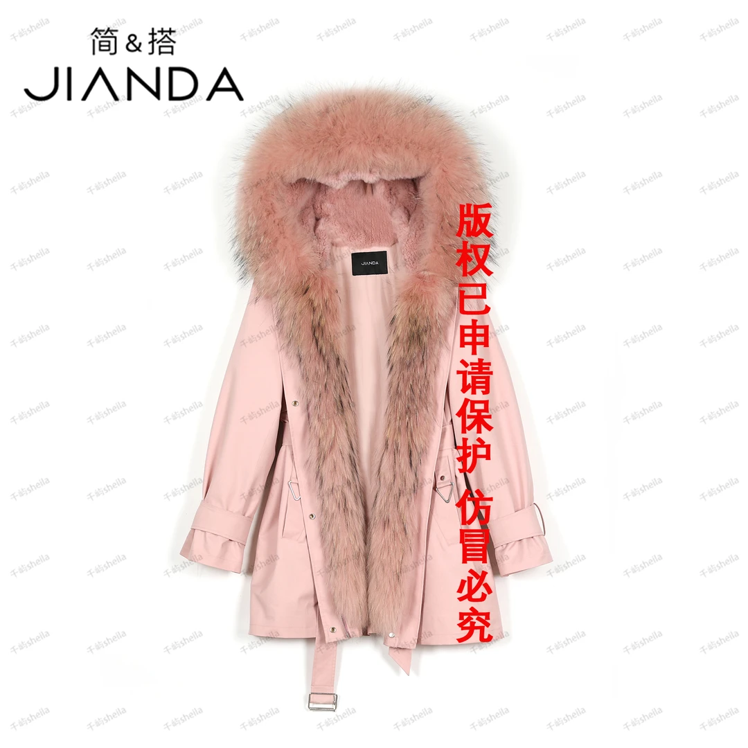 千屿Sheila冬季保暖连帽派克服女款爆款“华尔兹”百搭皮草510202