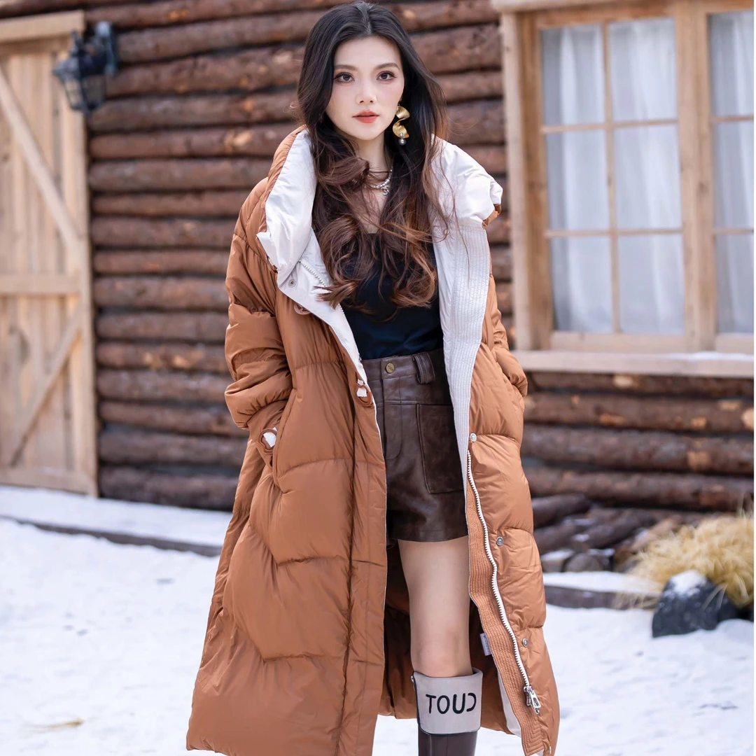 【千屿Sheila】冬季立领鹅绒女士收腰长款羽绒服244-YRF/0113-045