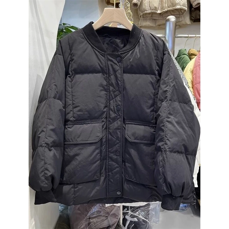 2023女短款外套加厚保暖小个子棉服秋冬新款大口袋棒球服宽松棉衣