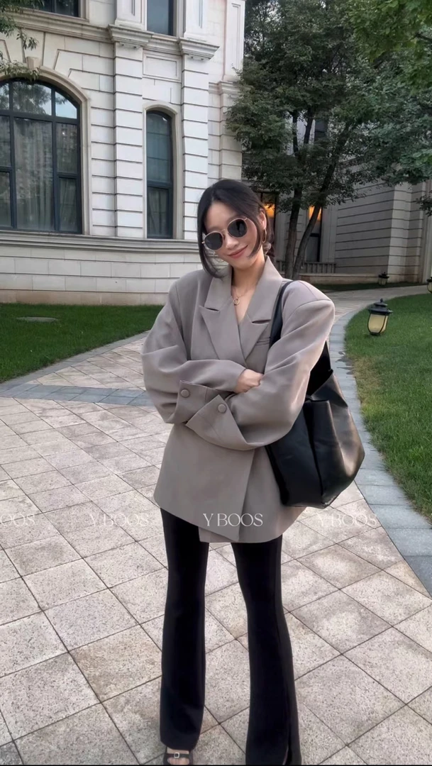 清清不退换！韩版不规则收腰西装外套设计感小众高级垫肩西服