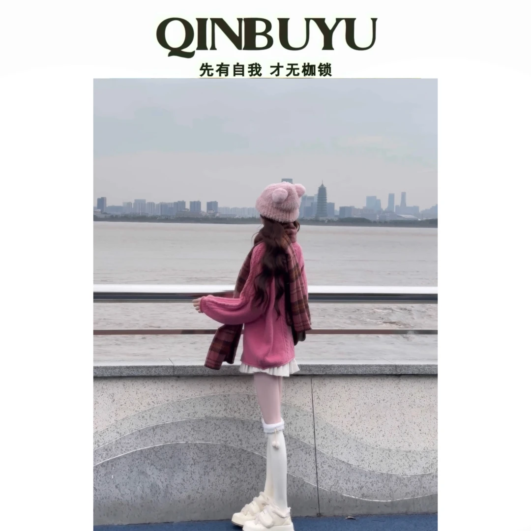 100462##【韩漫女主】宽松慵懒感毛衣女立体麻花套头百搭上衣女