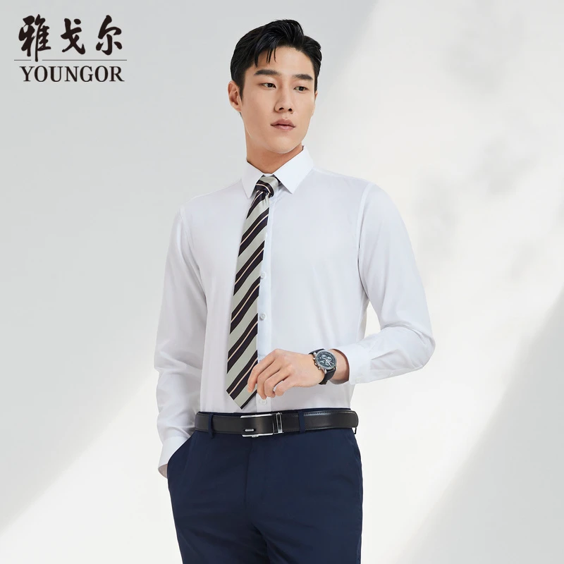 【高支纱易打理经典条纹】雅戈尔商务休闲长袖新郎修身衬衫124922
