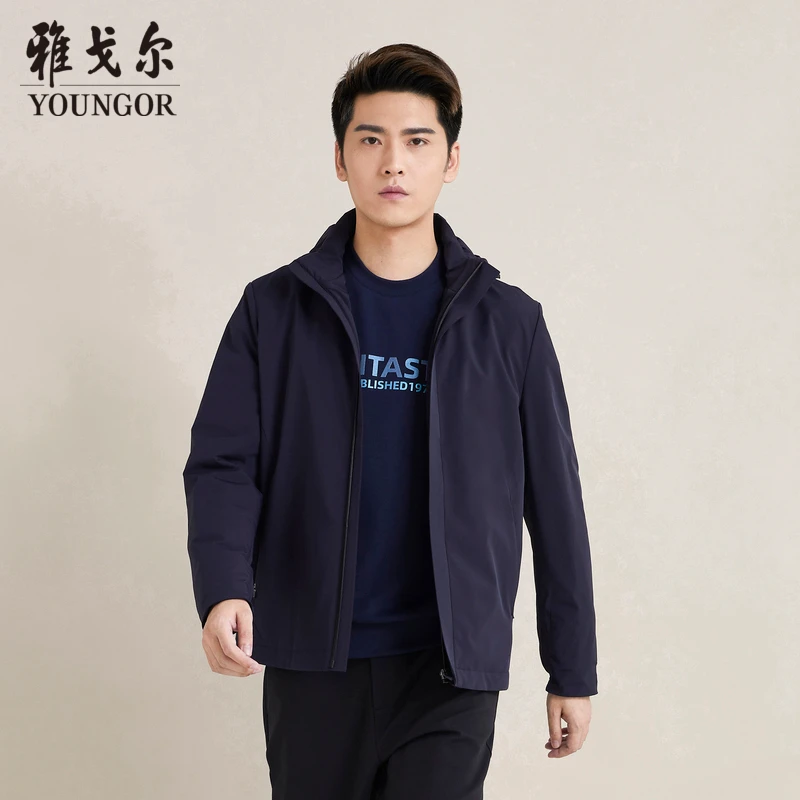 【内里背部有logo】（门）雅戈尔轻奢系列男秋冬新款连帽棉外套435186