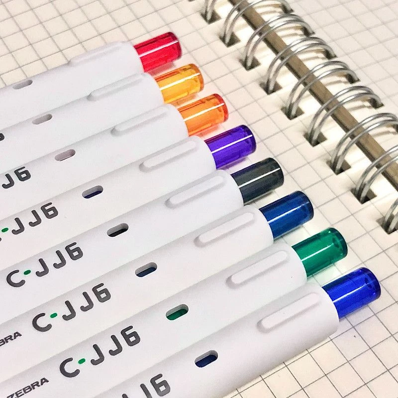 黑色ZEBRA斑马笔C-JJ6彩虹中性笔8色绘画学生手账笔记笔0.5施耐德
