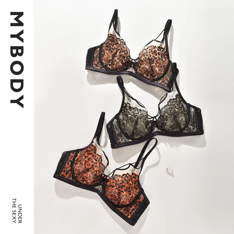 MYBODY内衣女文胸薄款大胸显小记忆钢圈聚拢侧收副乳性感蕾丝胸罩