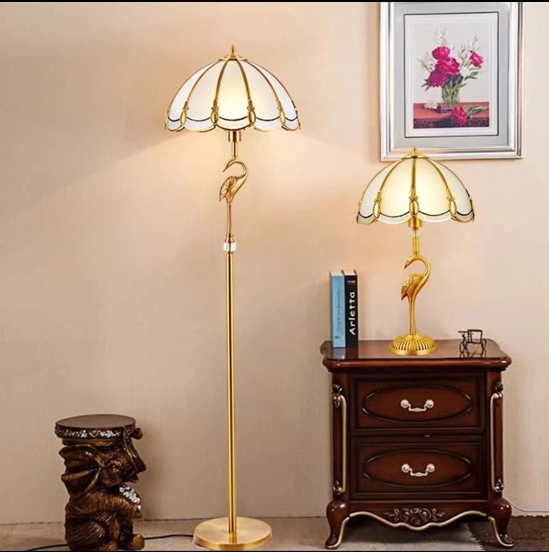 美式简约全铜台灯温馨高级感卧室婚房床头灯客厅书房奢华落地灯