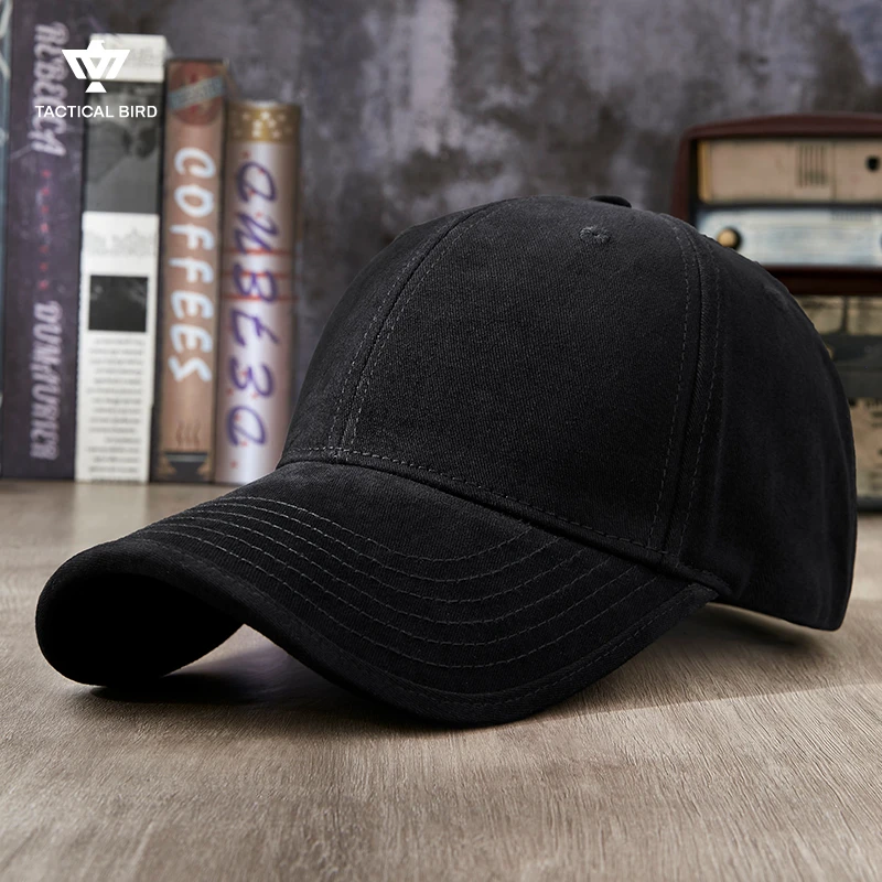 战术鸟(纯棉材质)男鸭舌帽防晒棒球帽工装潮复古做旧休闲帽棒球帽