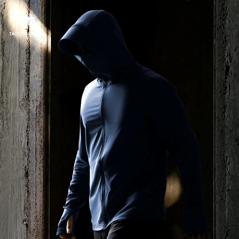 战术鸟夏季冰丝防晒衣男防晒服面罩户外防紫外线透气钓鱼服大码