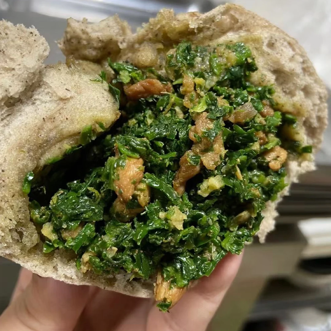 如皋馒头荞麦面皮青菜鲜肉馅粗粮包子