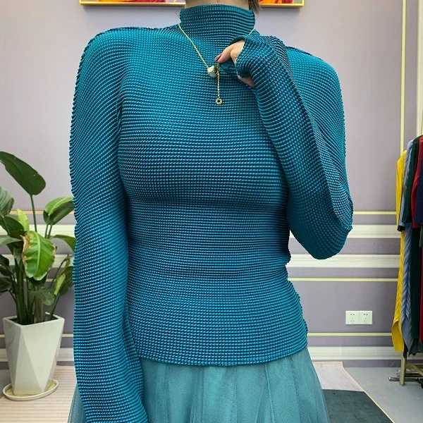 【阿琪家】褶皱玉米粒纯色秋冬ins长袖打底气质保暖修身内搭自发热