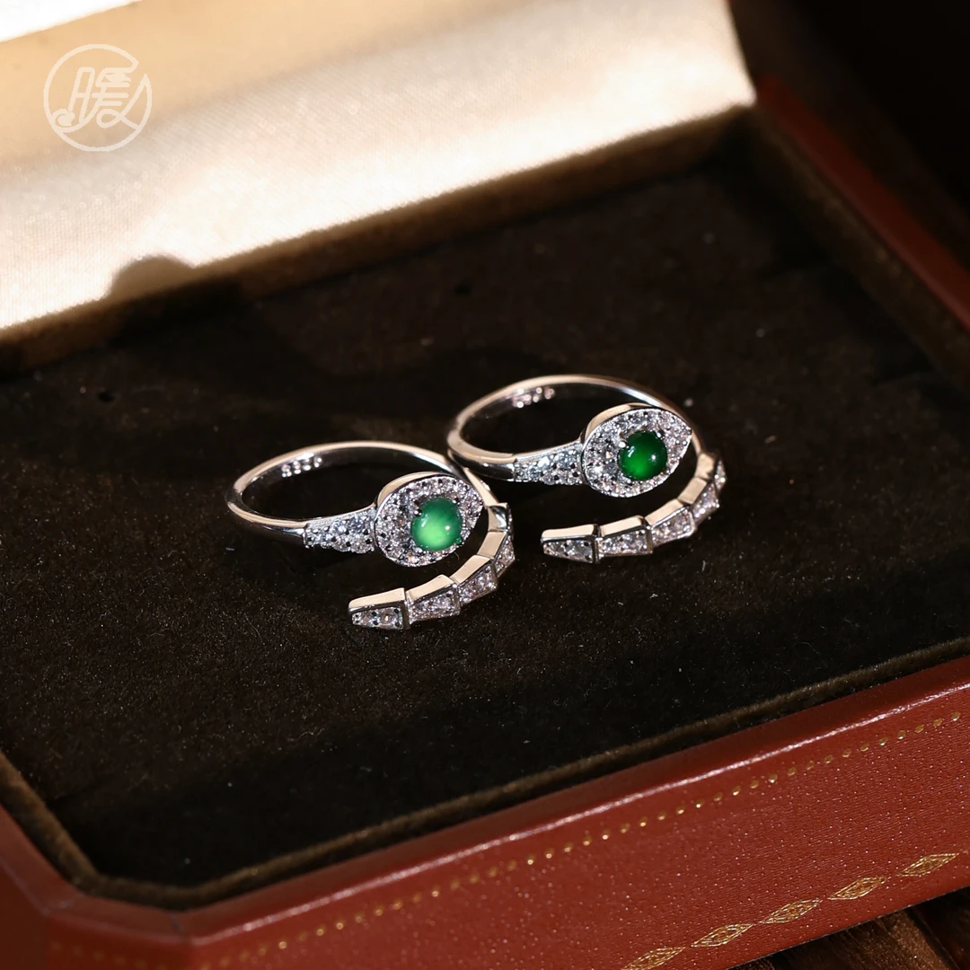 天然翡翠镶嵌可调节戒指Z2440多样性发一