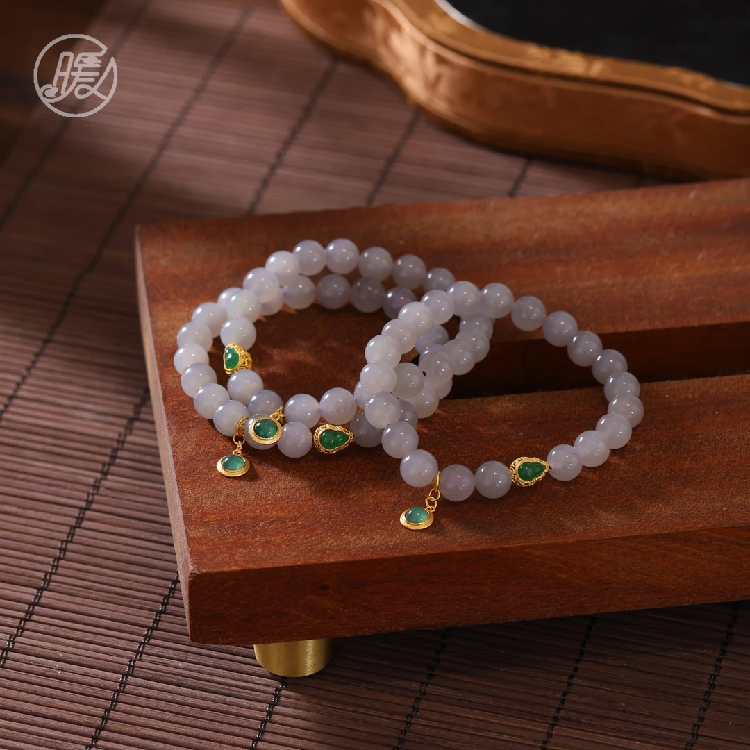 单圈和田玉手串8mm搭配葫芦配件圆形吊坠手链A5993多样性发一